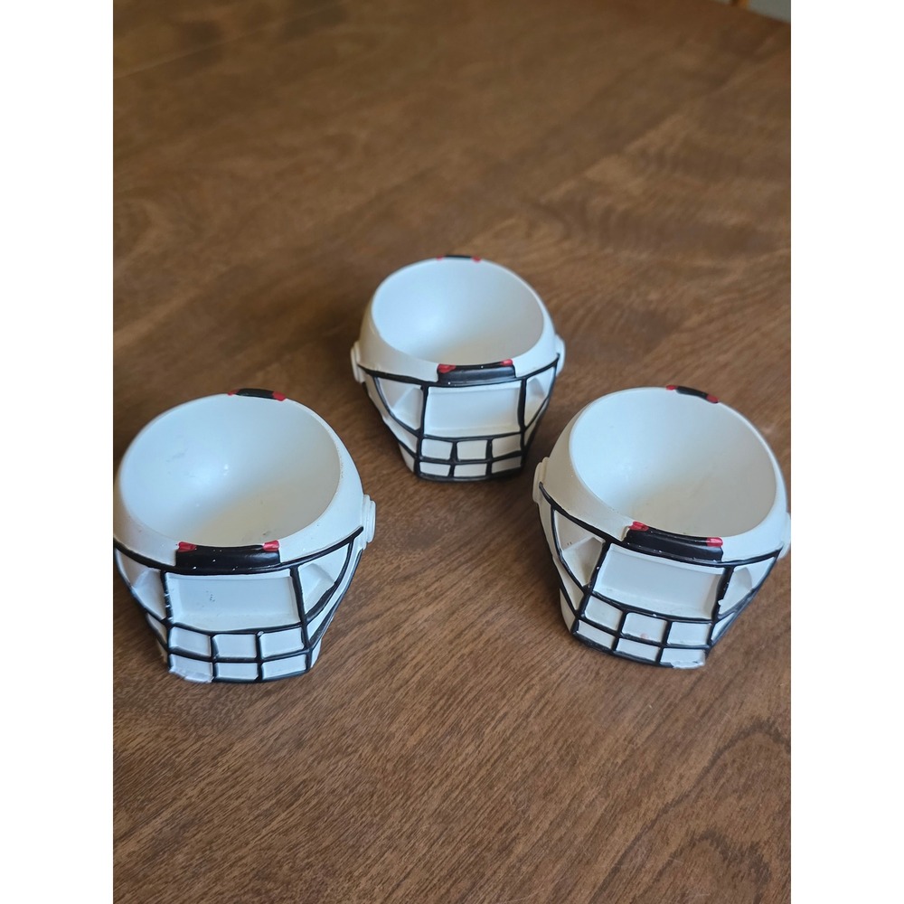Set of 3 Miniature Football Helmet stress Bowl holder White Sports Decor Novelty